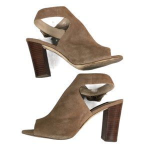 White House Black Market Tan Peep Toe Mules 8
